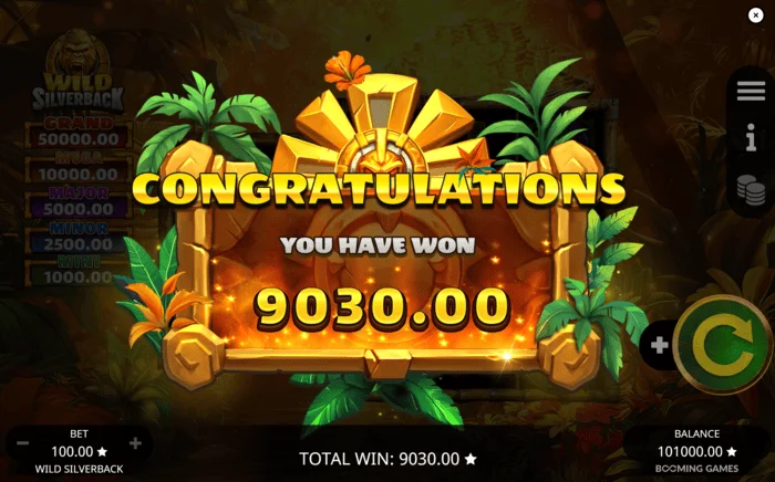 Wild Silverback – total slutlig vinst för Free Spins-rundan
